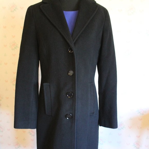 CALVIN KLEIN Classic Black Wool Blend Dress Coat, Size 4 - Picture 1 of 11